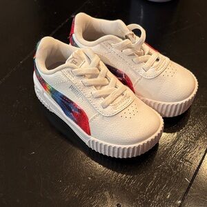 Puma Kids White Sneakers with Colorful Accents